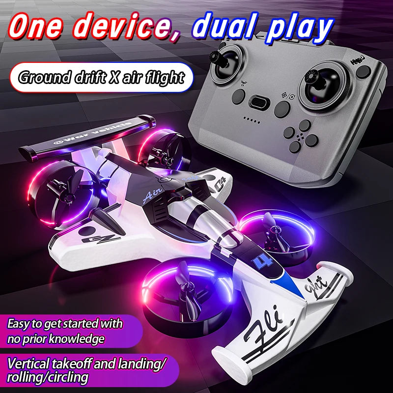 2 in 1 RC Drone Car Dual Mode Rechargeable Remote Control Aircraft with Ground Driving Function Mini Flying Drone & Electric Rac