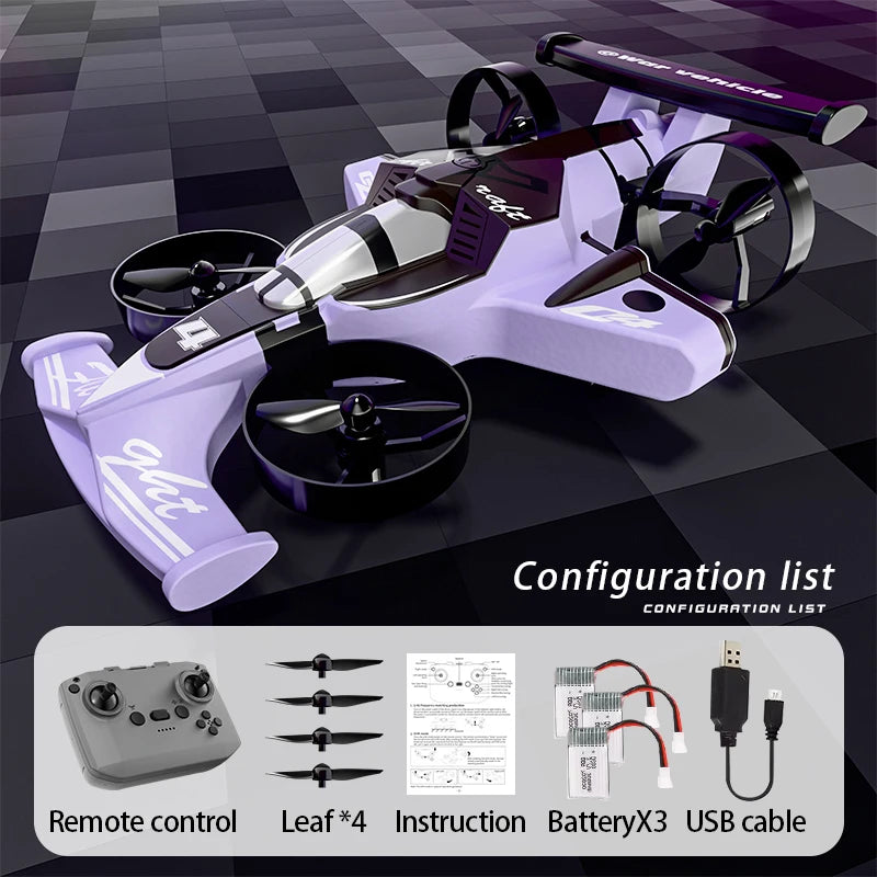 2 in 1 RC Drone Car Dual Mode Rechargeable Remote Control Aircraft with Ground Driving Function Mini Flying Drone & Electric Rac