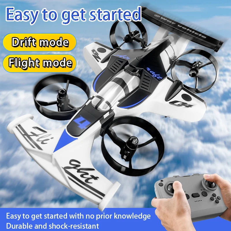2 in 1 RC Drone Car Dual Mode Rechargeable Remote Control Aircraft with Ground Driving Function Mini Flying Drone & Electric Rac